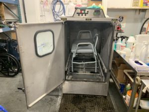Commode inside industrial equipment washer